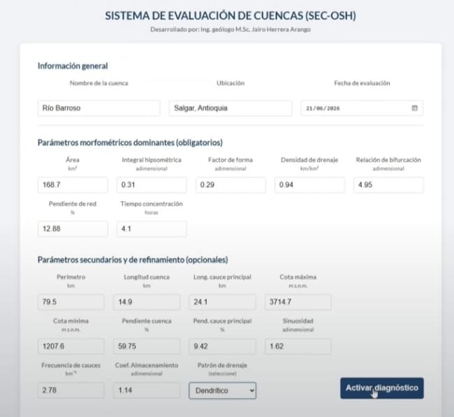 Formulario de entrada del SEC
